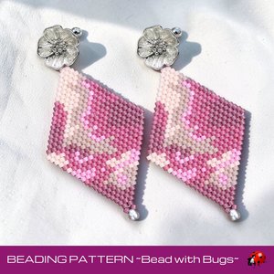 Brick Stitch Beaded Earring Pattern, Rose Garden