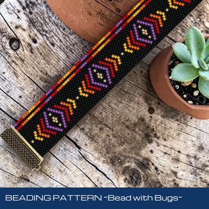 Peyote Stitch Beaded Bracelet Pattern, SMASHING, an assymetrical design, PDF
