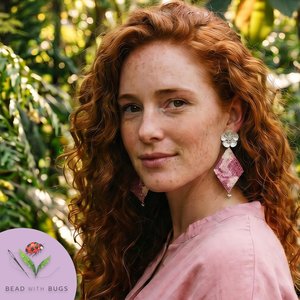 Brick Stitch Beaded Earring Pattern, Rose Garden