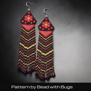 Brick Stitch Beaded Earrings Pattern, METIS ROSE Design (PDF Pattern)