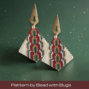 Peyote Stitch, Kite Earring Beading Pattern by Bead with Bugs, FOREST HEAT