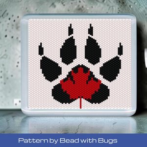 Peyote Stitch Beaded Coaster Pattern by Bead with Bugs, CANADA BEAR PAW