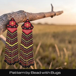 Brick Stitch Beaded Earrings Pattern, METIS ROSE Design (PDF Pattern)
