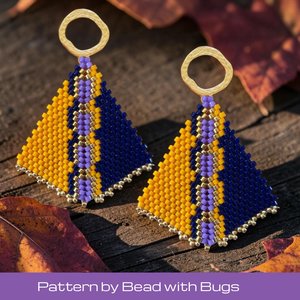 Peyote Stitch, Kite Earring Beading Pattern by Bead with Bugs, HARVEST HEAT