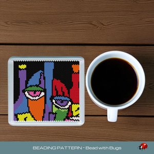 Peyote Stitch Beaded Coaster Pattern by Bead with Bugs, ABSTRACT ART 3