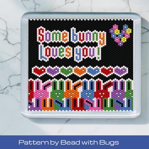 Peyote Stitch Beaded Coaster Pattern by Bead with Bugs, SOME BUNNY