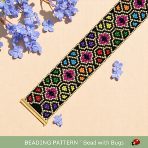 STAINED GLASS: A Peyote Stitch Beaded Bracelet Pattern by Bead with Bugs