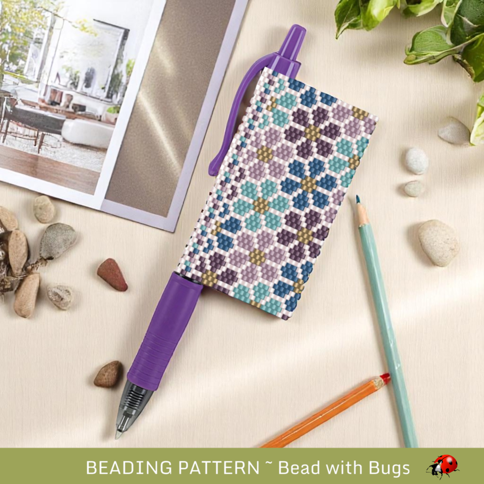 ANEMONE GARDEN: Peyote Stitch Beaded Pen Wrap by Bead with Bugs