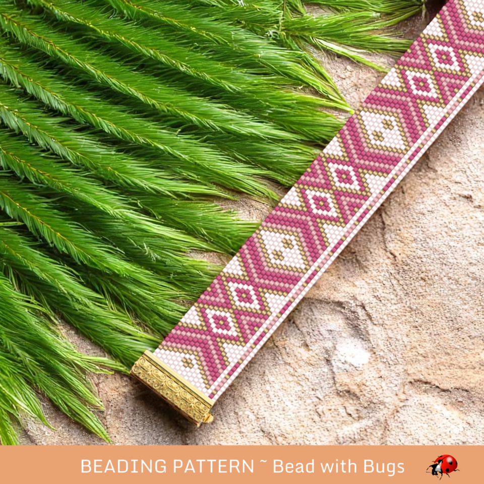 CASSANDRA IN PINK: A Peyote Stitch Beaded Bracelet Pattern by Bead with Bugs