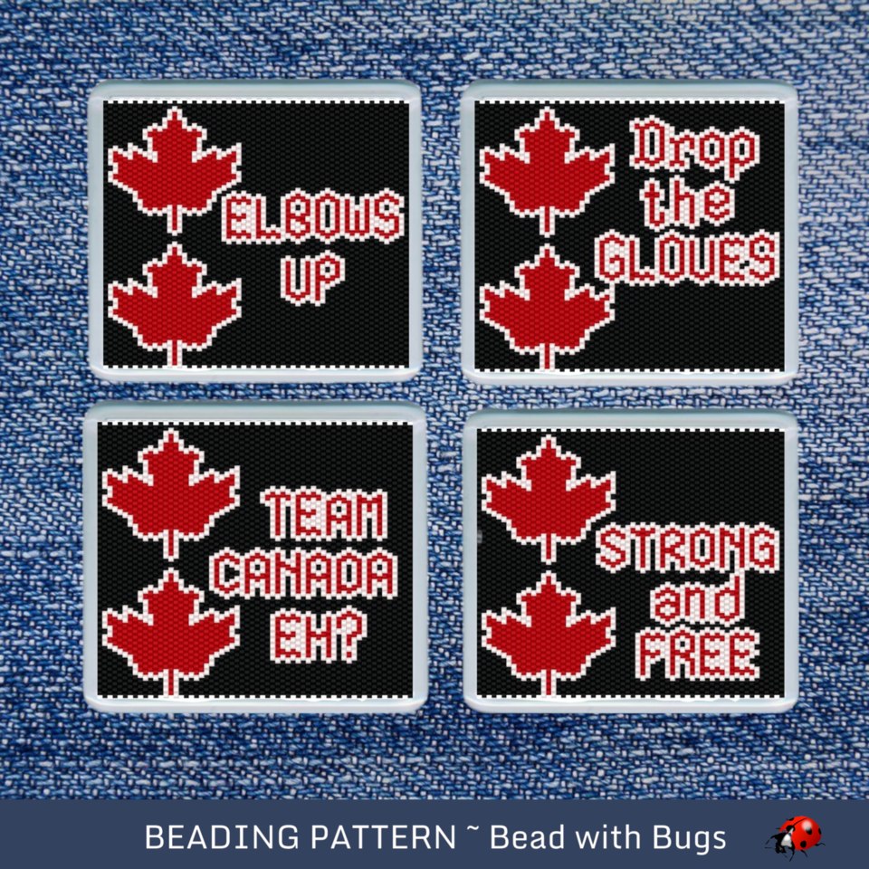 CANADA STRONG: Peyote Stitch Beaded Coaster Pattern Set by Bead with Bugs