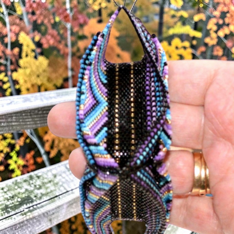 FOUR CORNERS Winged Bangle Pattern - Peyote & Herringbone Stitch Bracelet Design