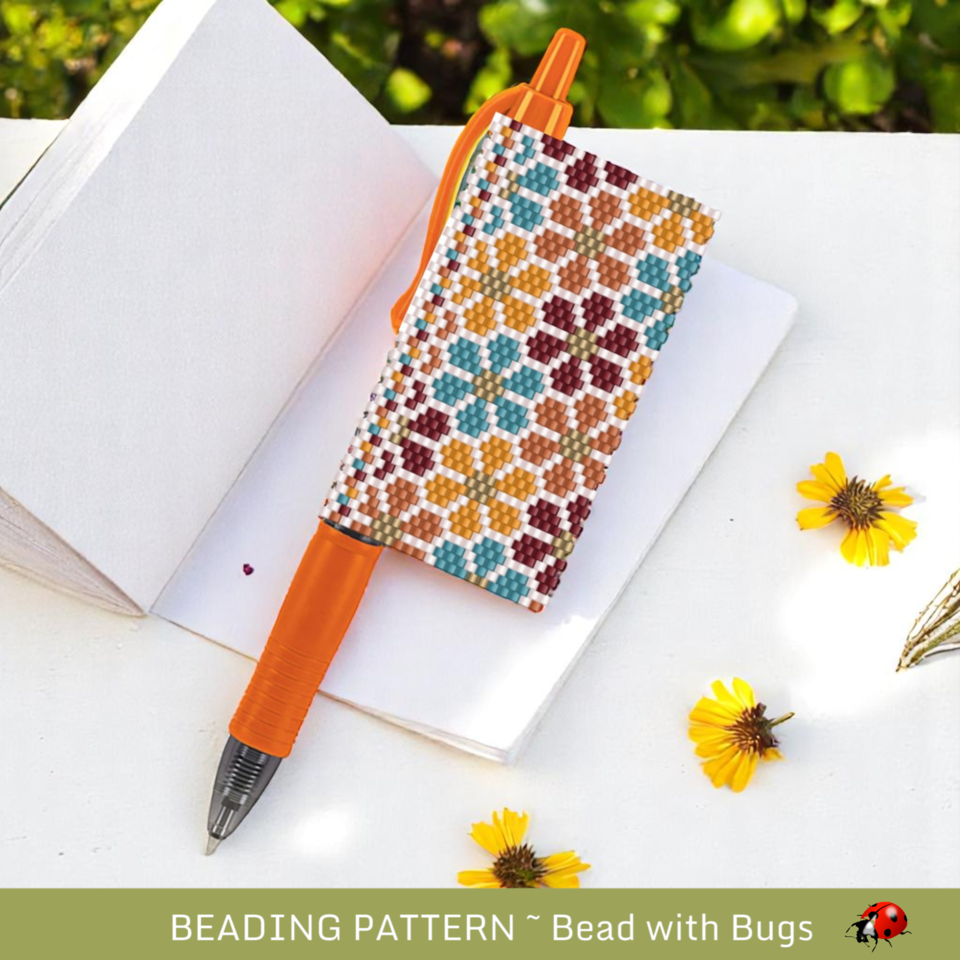 FALL GARDEN: Peyote Stitch Beaded Pen Wrap by Bead with Bugs