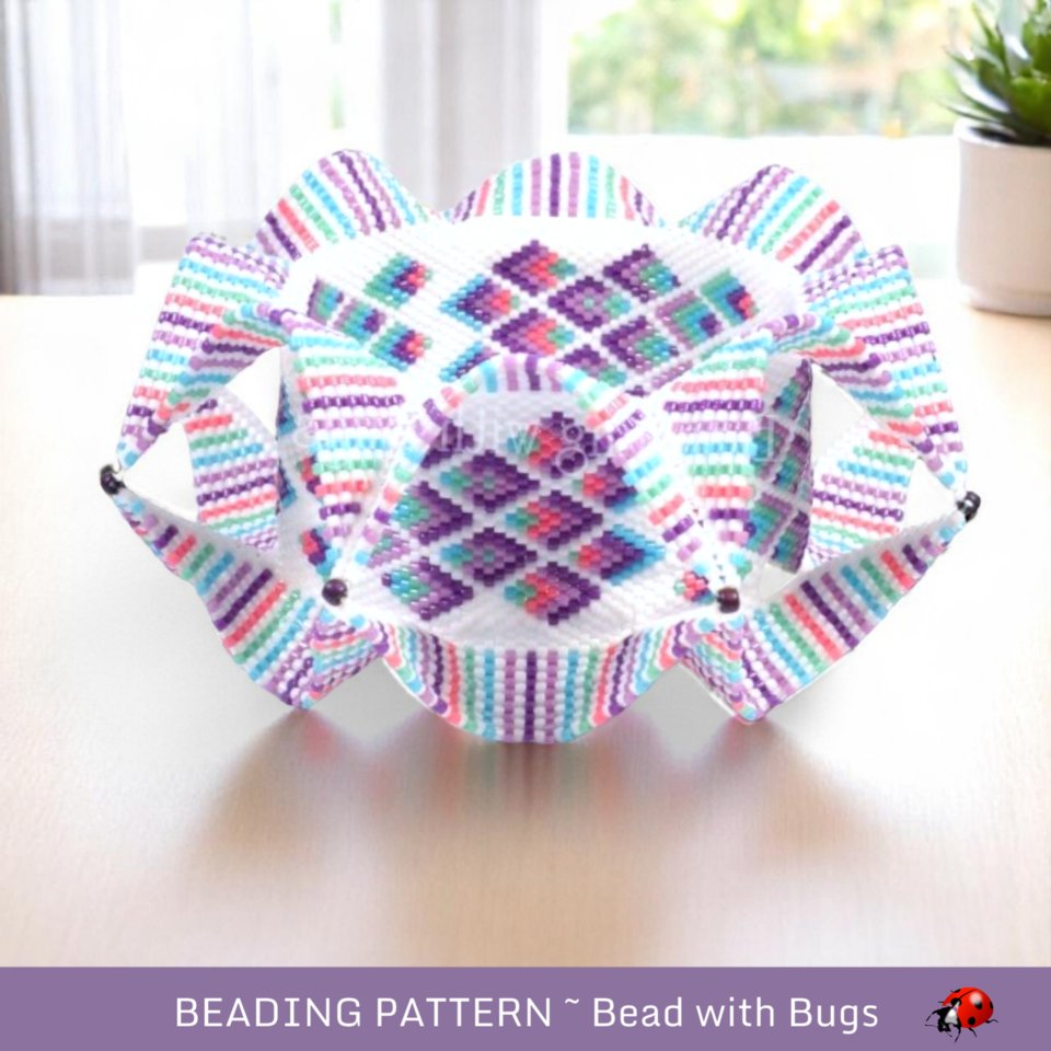 FEATHERS Winged Bangle Pattern - Peyote & Herringbone Stitch Bracelet Design