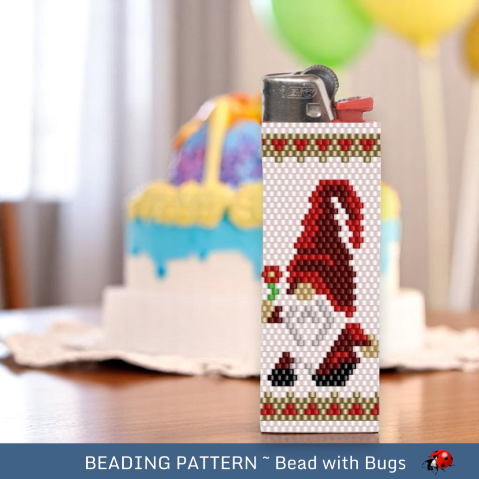 GNOMES:  Peyote Stitch Beaded Lighter Cover by Bead with Bugs