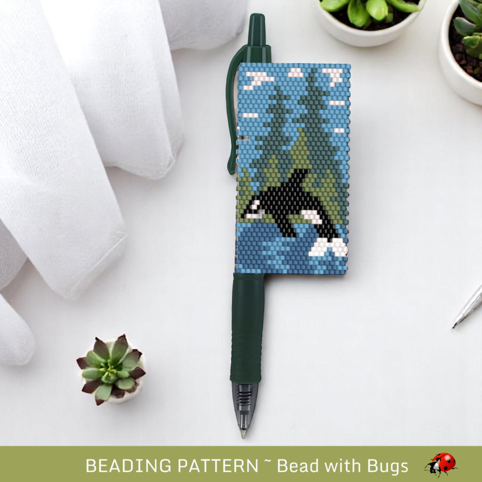 BEADED PEN COVER, Pilot G-2 beaded pen cover pattern, The Gulf Islands