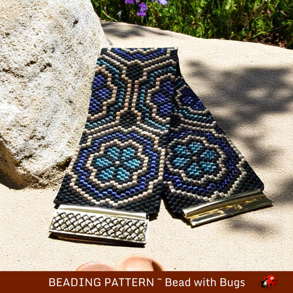 STAINED GLASS FLOWERS:  A Peyote Stitch Beaded Bracelet Pattern by Bead with Bugs