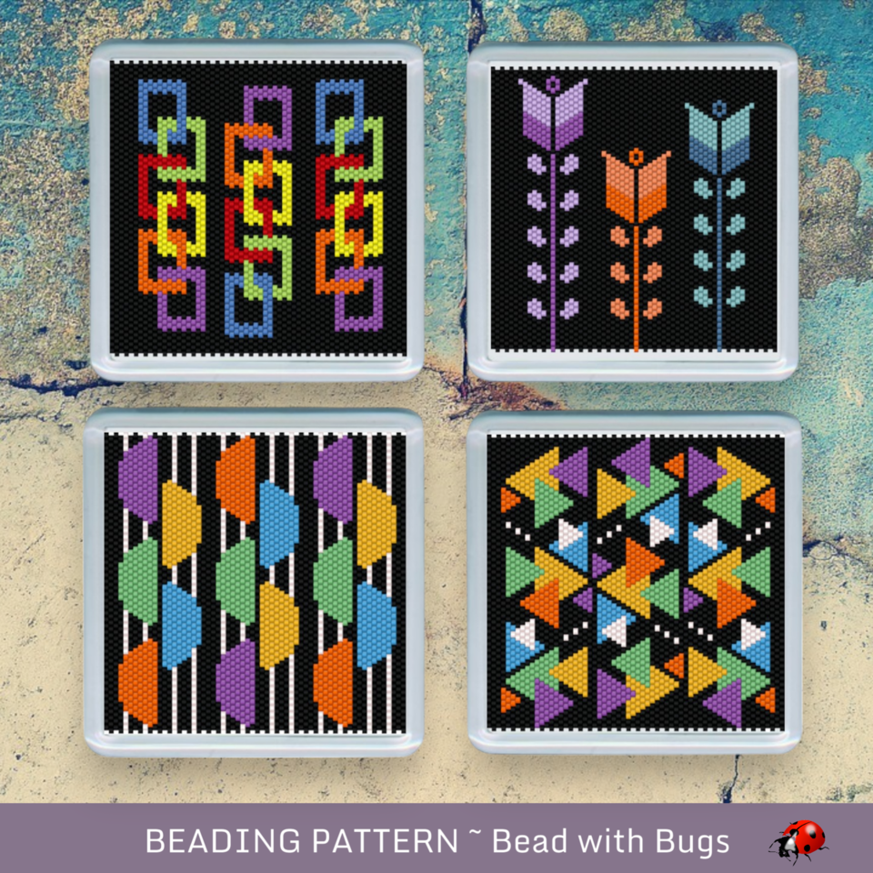 THE BOHO SET: Peyote Stitch Beaded Coaster Pattern by Bead with Bugs