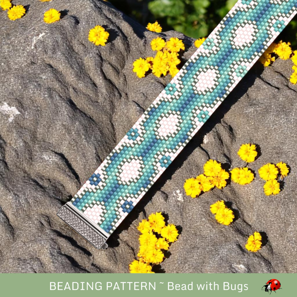 RIVER DANCE: A Peyote Stitch Beaded Bracelet Pattern by Bead with Bugs