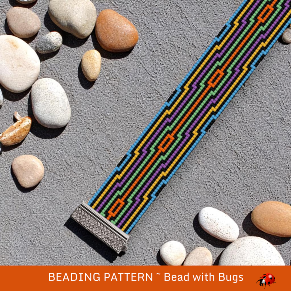 THE SWINGING SIXTIES:  A Loom Beaded Bracelet Pattern by Bead with Bugs