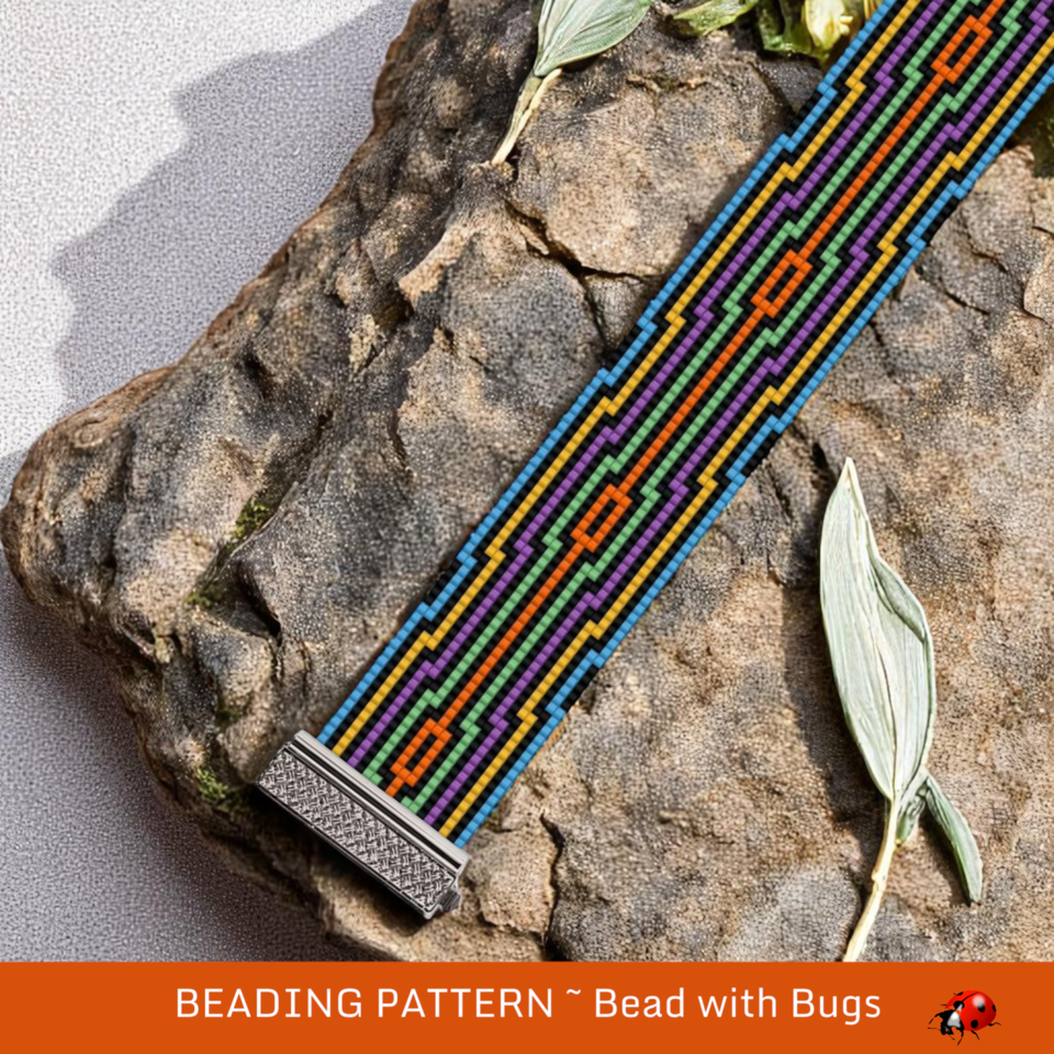THE SWINGING SIXTIES:  A Loom Beaded Bracelet Pattern by Bead with Bugs