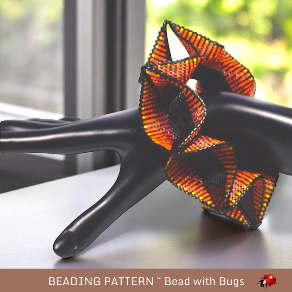 Sunset Winged Bangle Pattern - Peyote & Herringbone Stitch Bracelet Design