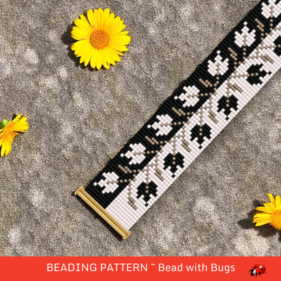 TUXEDO GARDEN:  A Loom Beaded Bracelet Pattern by Bead with Bugs