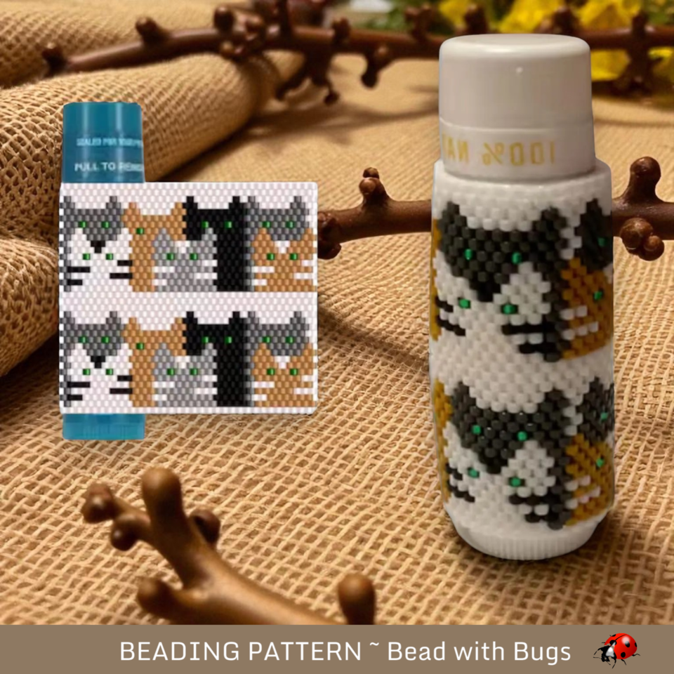 THE CATS:  Beaded Lip Balm Cover by Bead with Bugs