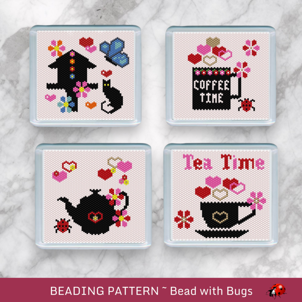 THE VALENTINE SET: Peyote Stitch Beaded Coaster Pattern by Bead with Bugs
