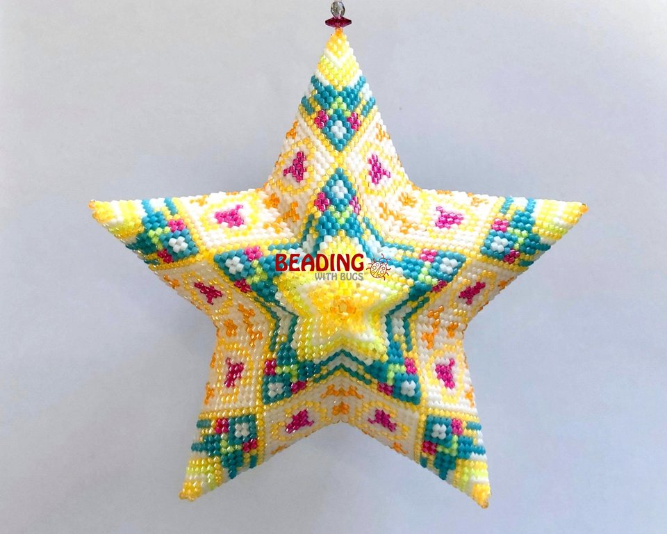 LIMONCELLO: 3D Beaded Peyote Star Pattern by Bead with Bugs