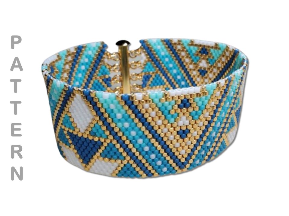 THE BLUES: A Peyote Stitch Beaded Bracelet Pattern by Bead with Bugs