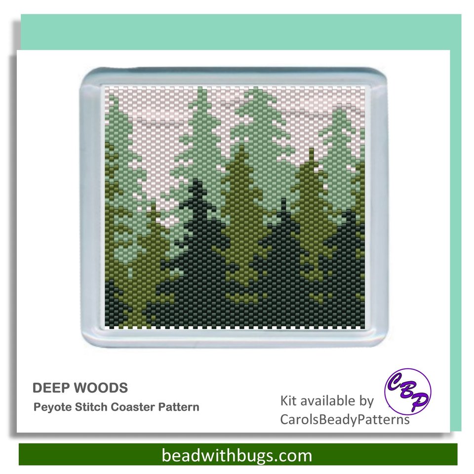 DEEP WOODS: Peyote Stitch Beaded Coaster Pattern by Bead with Bugs