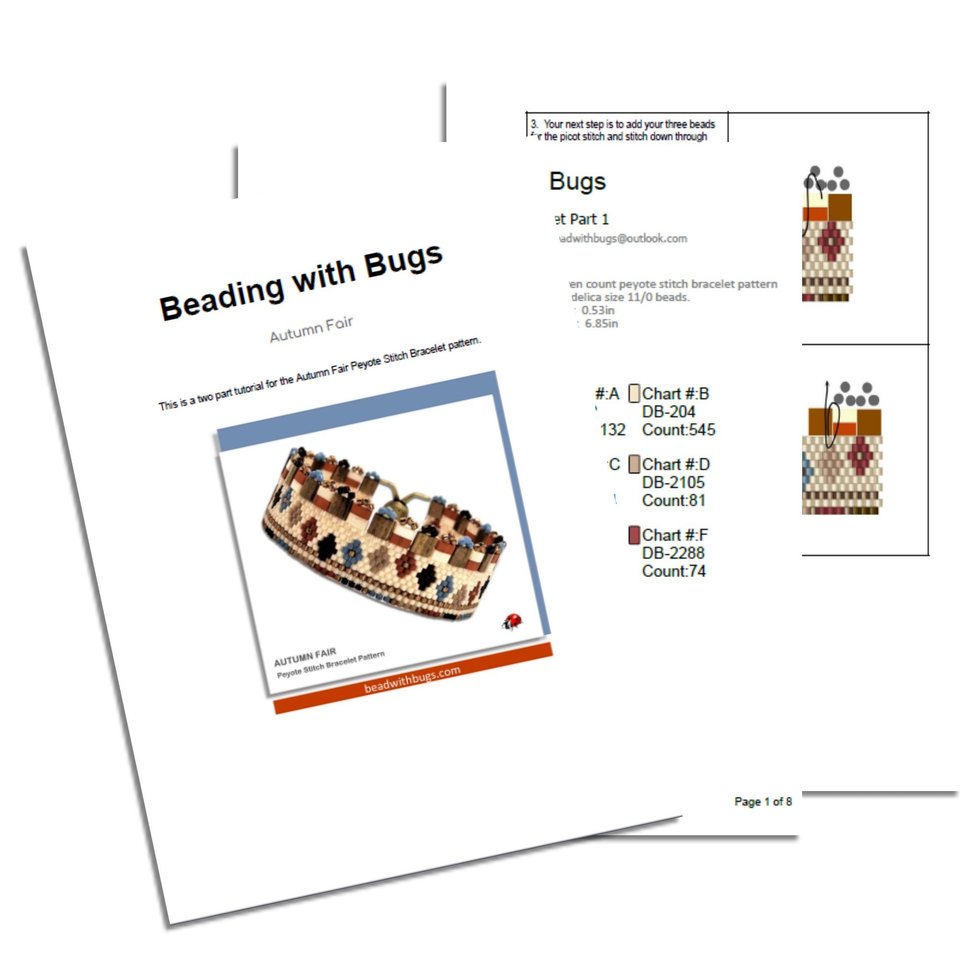 AUTUMN FAIR: A Peyote Stitch Beaded Bracelet Pattern by Bead with Bugs