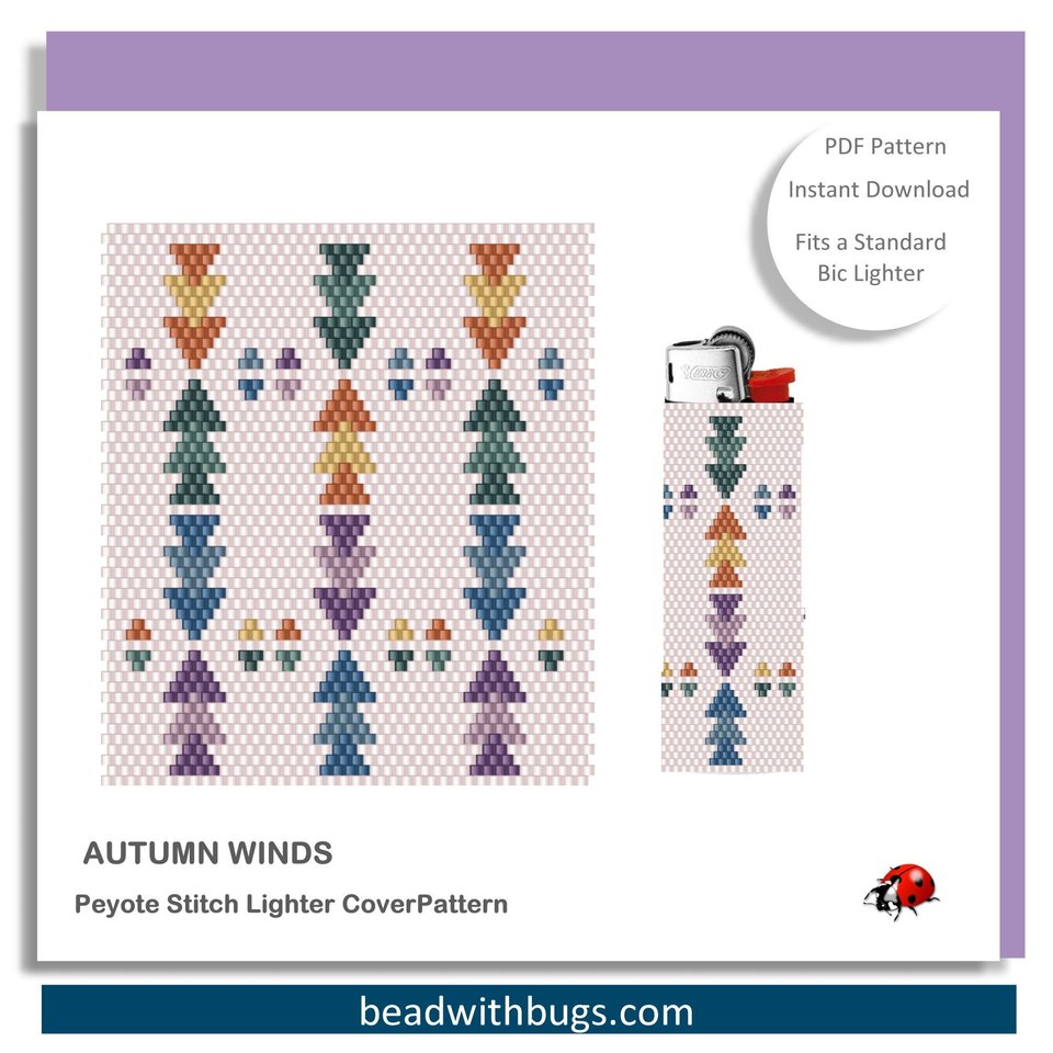 AUTUMN WINDS:  Peyote Stitch Beaded Lighter Cover by Bead with Bugs