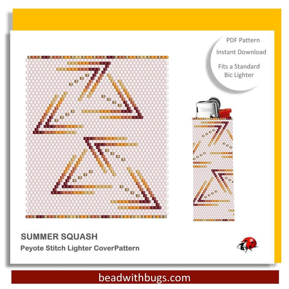 SUMMER SQUASH:  Peyote Stitch Beaded Lighter Cover by Bead with Bugs
