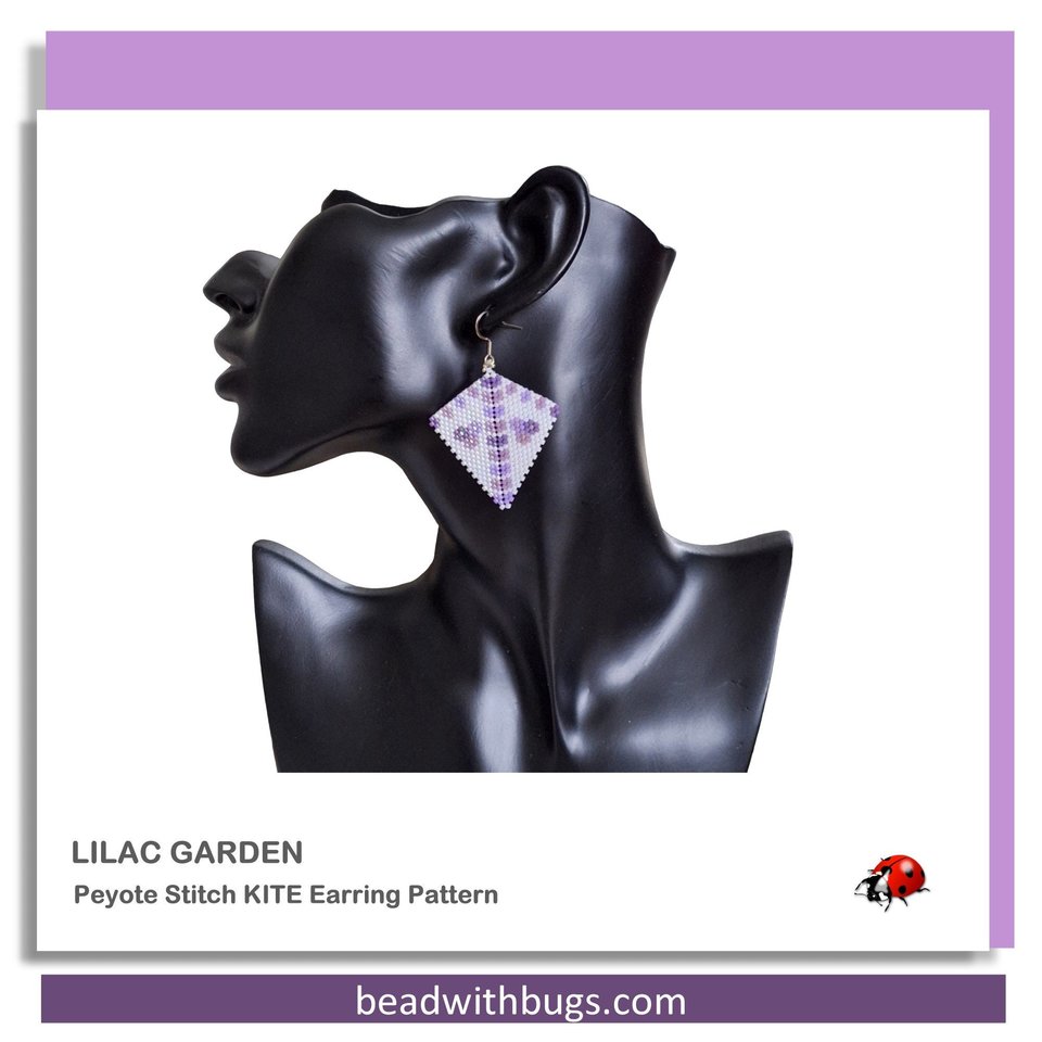 LILAC GARDEN: Peyote Stitch Beading Pattern by Bead with Bugs