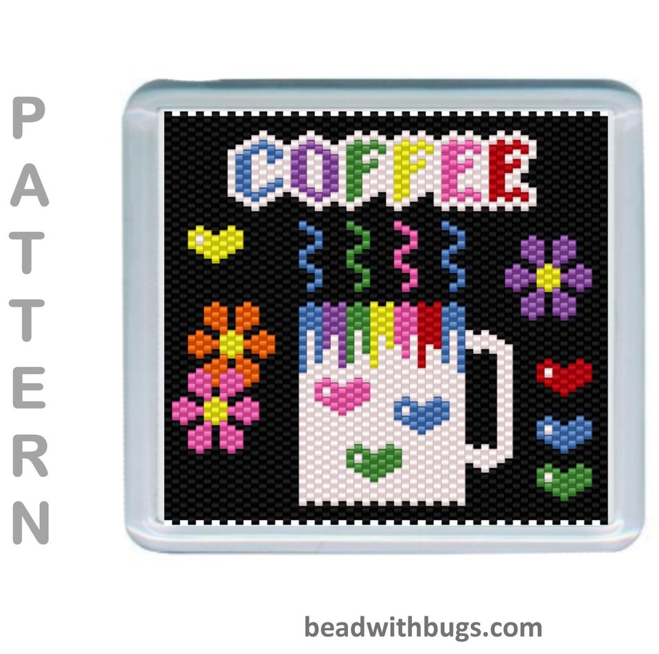 THE BEVERAGES SET: Peyote Stitch Beaded Coaster Pattern by Bead with Bugs