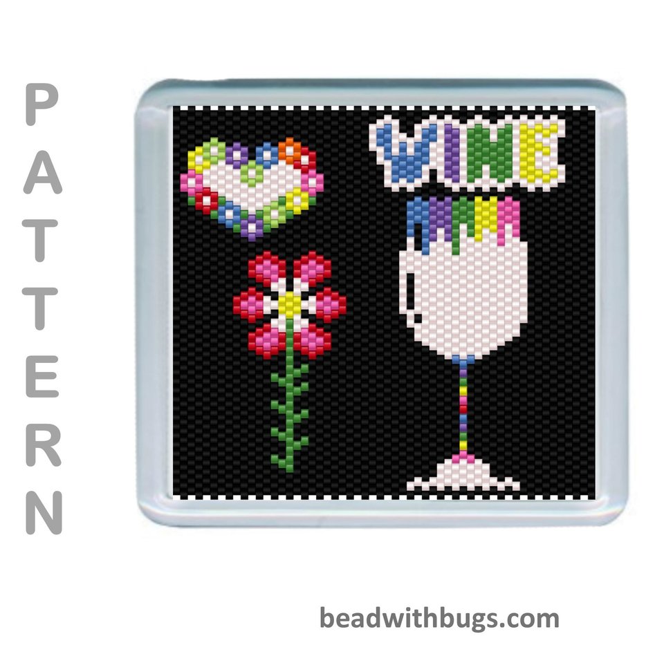 THE BEVERAGES SET: Peyote Stitch Beaded Coaster Pattern by Bead with Bugs