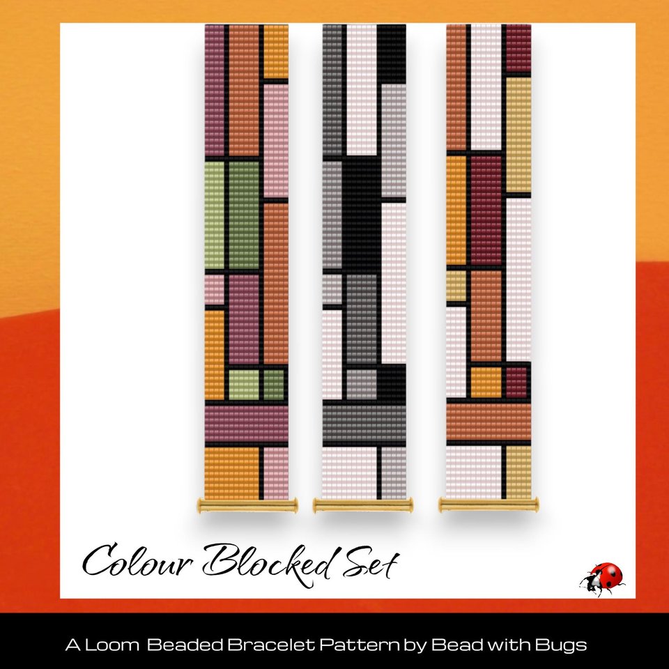 Loom Beaded Bracelet Pattern by Bead with Bugs, COLOUR BLOCKED, PDF