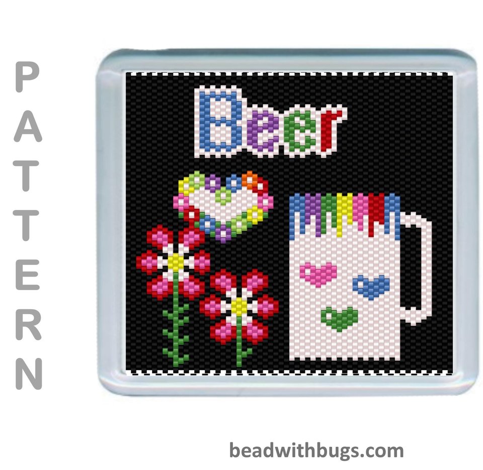 THE BEVERAGES SET: Peyote Stitch Beaded Coaster Pattern by Bead with Bugs