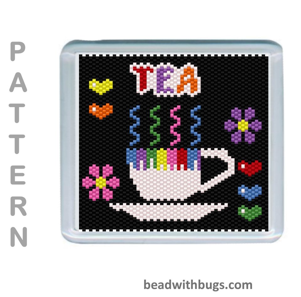 THE BEVERAGES SET: Peyote Stitch Beaded Coaster Pattern by Bead with Bugs