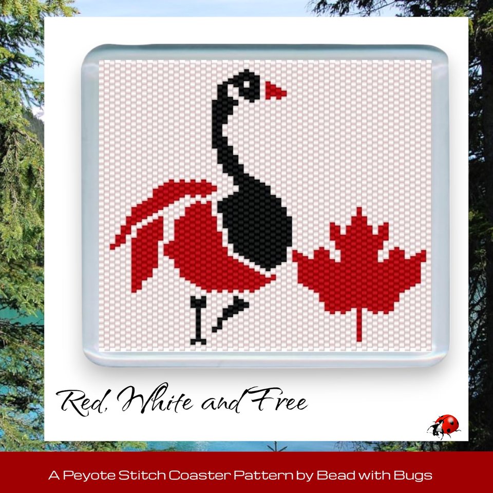 CANADA GOOSE : Peyote Stitch Beaded Coaster Pattern by Bead with Bugs
