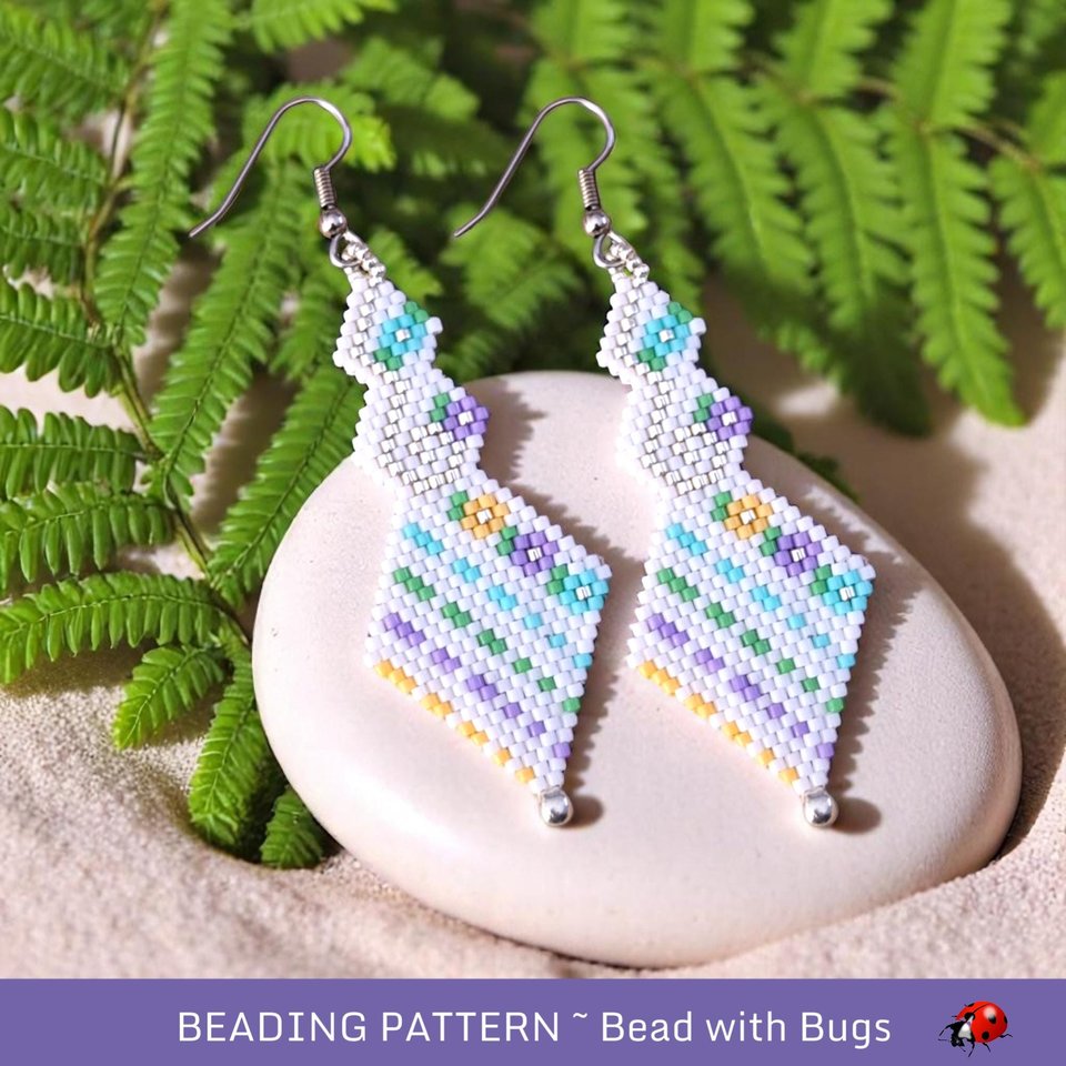 Brick Stitch Beaded Earrings Pattern: Pretty Pastels (PDF Pattern)