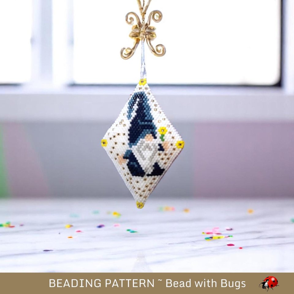 Blueberry the Gnome | 3D Beaded Pod Pattern | Peyote Stitch Purse Charm & Ornament PDF