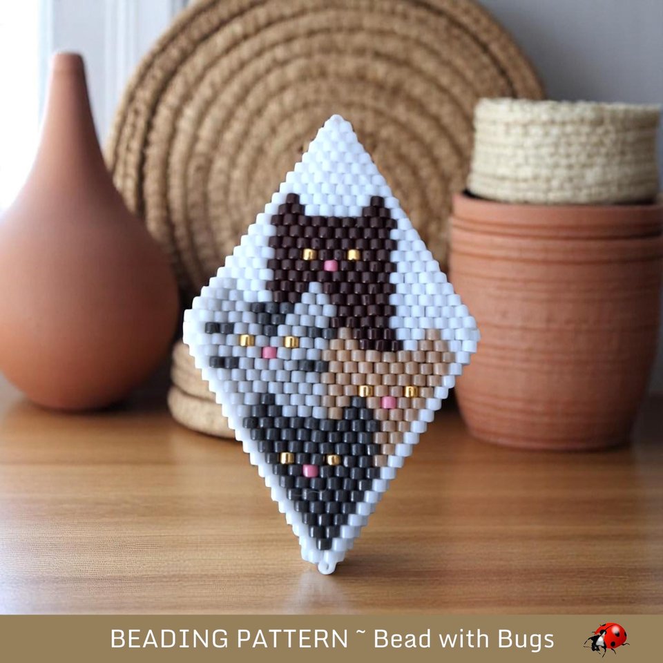 THE CATS beaded Peyote Stitch POD Pattern.
