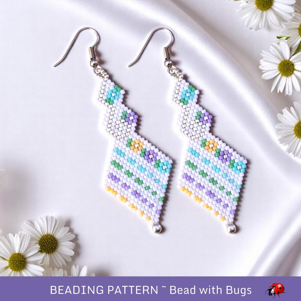 Brick Stitch Beaded Earrings Pattern: Pretty Pastels (PDF Pattern)
