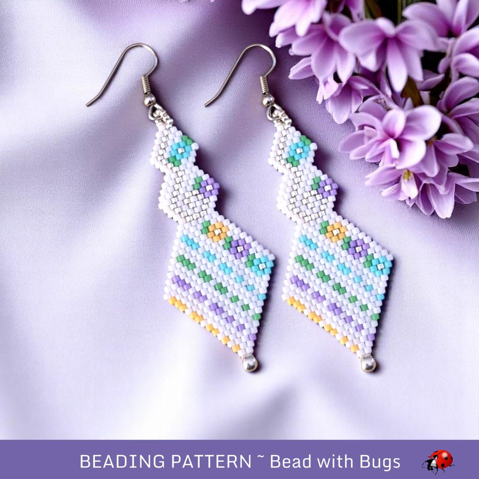 Brick Stitch Beaded Earrings Pattern: Pretty Pastels (PDF Pattern)