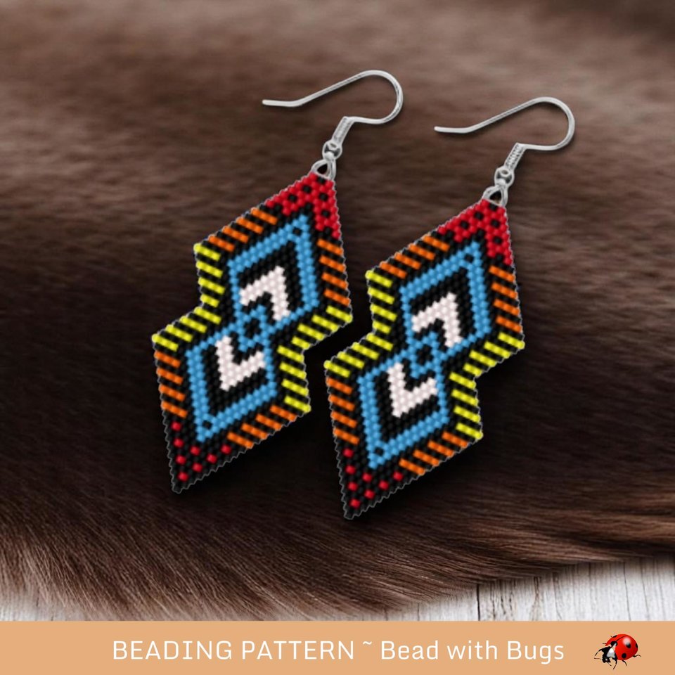 Brick Stitch Beaded Earrings Pattern: Grasslands Style (PDF)