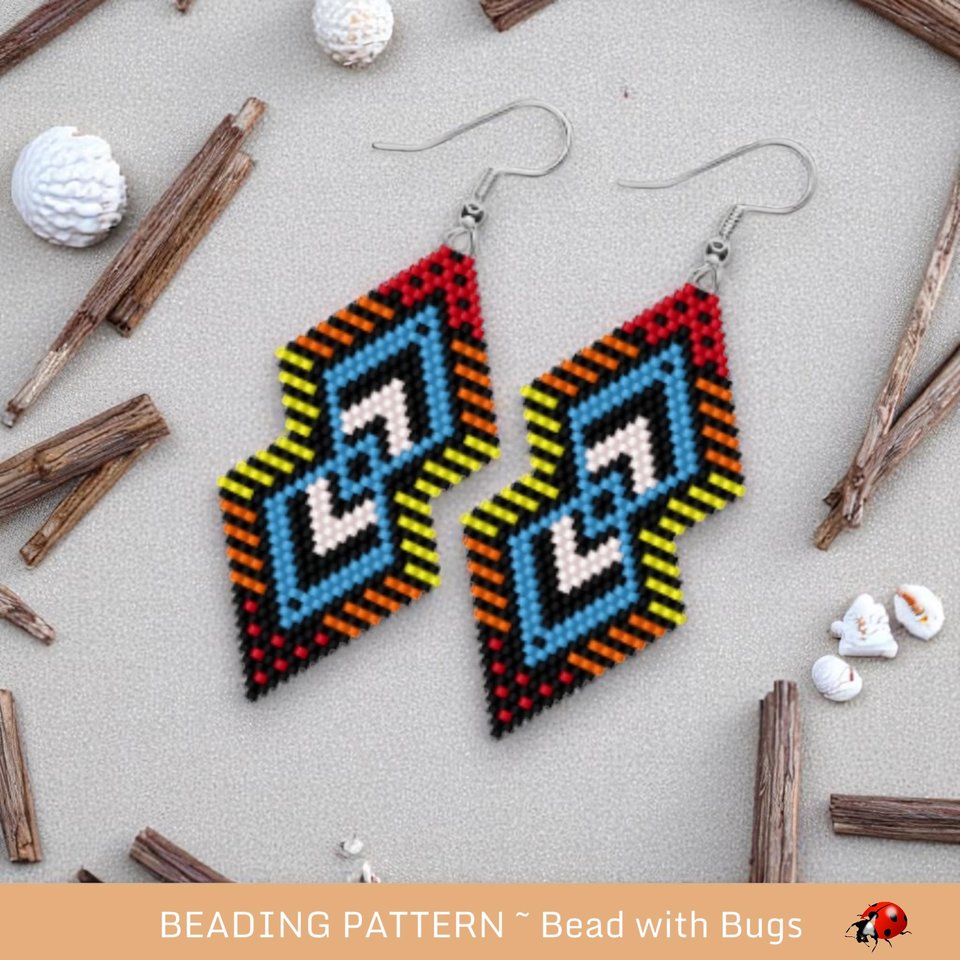 Brick Stitch Beaded Earrings Pattern: Grasslands Style (PDF)