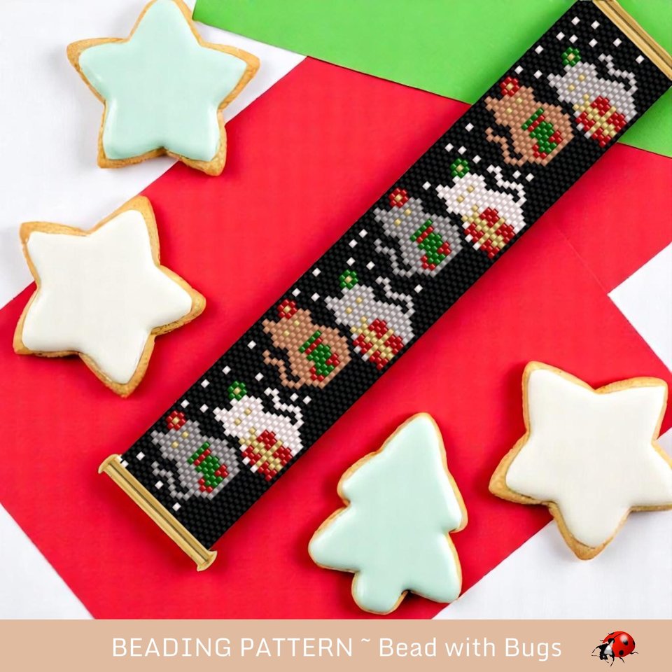Peyote Stitch Bracelet Pattern Christmas Cats