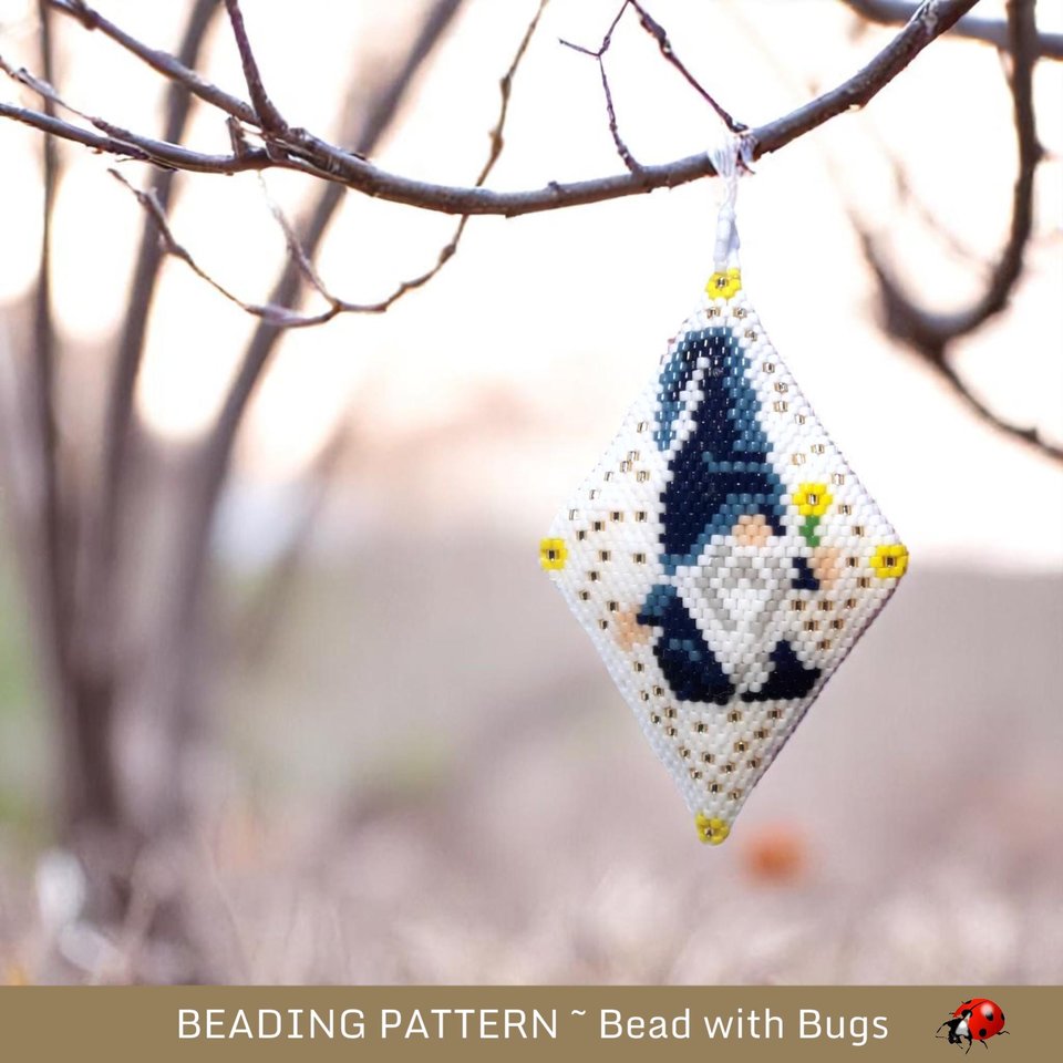 Blueberry the Gnome | 3D Beaded Pod Pattern | Peyote Stitch Purse Charm & Ornament PDF